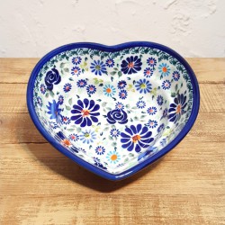 ポーリッシュポタリー BOLESLAWIEC のハートボウル 15.8cm GU860-DU126