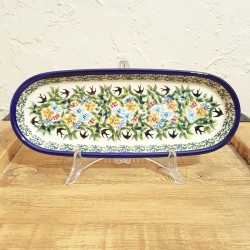 ポーリッシュポタリー BOLESLAWIEC オーバルロングプレート28.5cm GU928-DU182