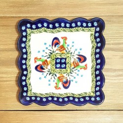 ポーリッシュポタリー BOLESLAWIEC スクエアプレート 16cm GU1610-ART281