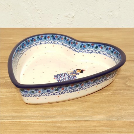 ポーリッシュポタリー CERAMIKA ARTYSTYCZNA ハート型ｸﾞﾗﾀﾝ皿 20cm A49-U4896