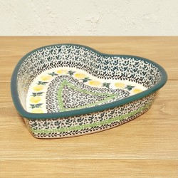 ポーリッシュポタリー CERAMIKA ARTYSTYCZNA ハート型ｸﾞﾗﾀﾝ皿 20cm A49-2322X