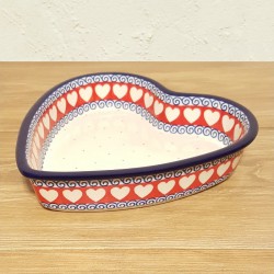 ポーリッシュポタリー CERAMIKA ARTYSTYCZNA ハート型ｸﾞﾗﾀﾝ皿 20cm A49-2108X