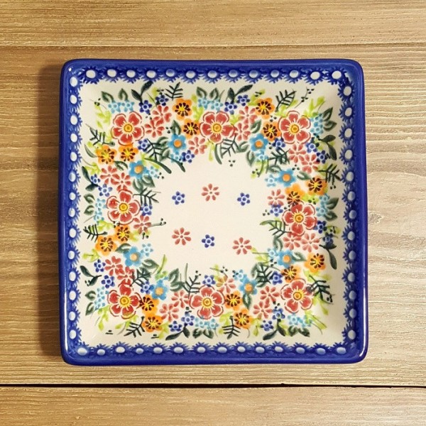 ポーリッシュポタリー VENA スクエアプレート16cm V401-C209