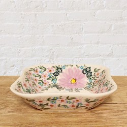 ポーリッシュポタリー VENA 正方形ボウル18cm_V390-U208