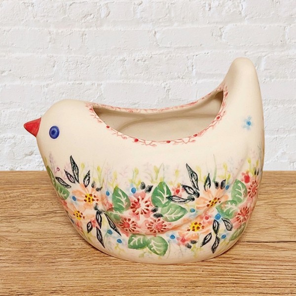 ポーリッシュポタリーVENA小鳥型の容器480ml_V562-U641