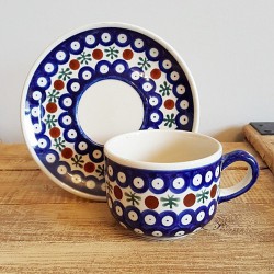 ポーランド陶器 BOLESLAWIEC カップ ＆ ソーサー 0.22L GU886-41