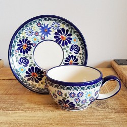 ポーランド陶器 BOLESLAWIEC カップ ＆ ソーサー 0.22L GU883-DU126