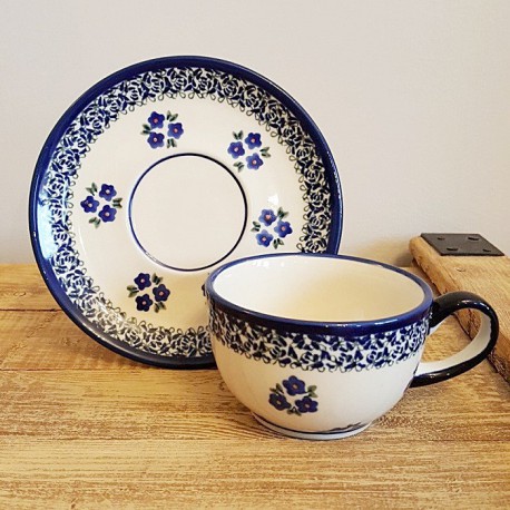 ポーランド陶器 BOLESLAWIEC カップ ＆ ソーサー 0.22L GU883-224A