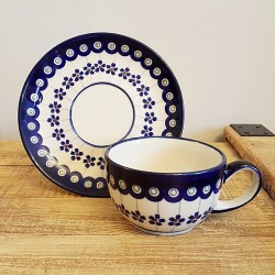 ポーランド陶器 BOLESLAWIEC カップ ＆ ソーサー 0.22L GU883-166A