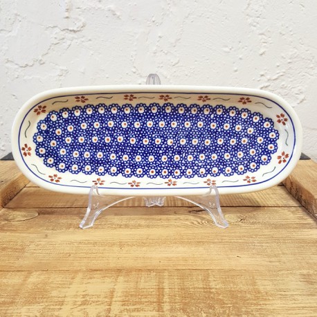 ポーランド陶器 BOLESLAWIEC オーバルロングプレート28.3cm GU928-864