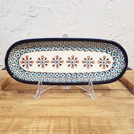 ポーランド陶器 BOLESLAWIEC オーバルロングプレート28.3cm GU928-1220A