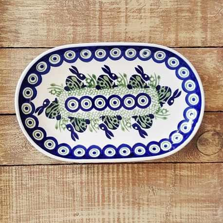 ポーランド陶器•MANUFAKTURA•オーバルトレイ24cm P97-P324