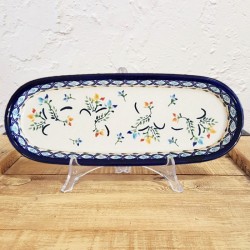 ポーランド陶器 • BOLESLAWIEC • オーバルロングプレート28.3cm GU928-DU202