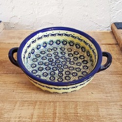 ポーリッシュポタリー BOLESLAWIEC ラウンドキャセロール 小φ15cm GU1454-DU1