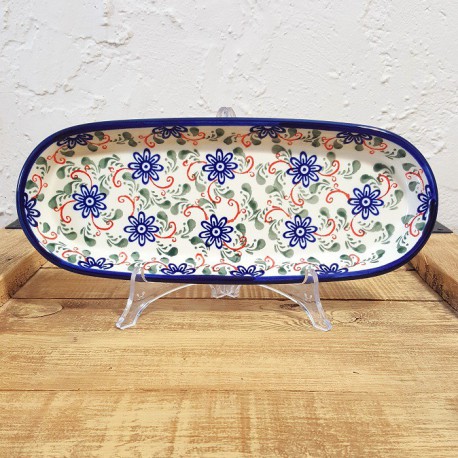 ポーリッシュポタリー BOLESLAWIEC オーバルロングプレート28cm GU928-1197A