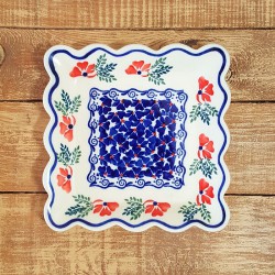 ポーリッシュポタリー BOLESLAWIEC スクエアプレート 16cm GU1610-1115