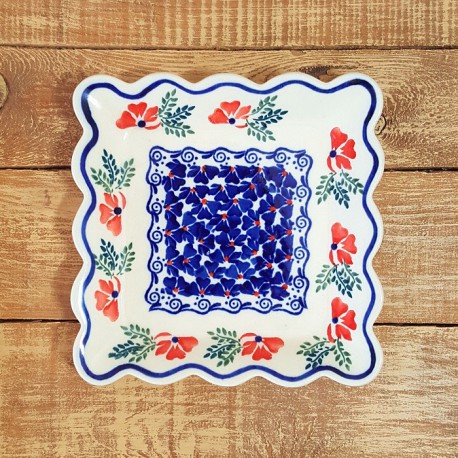 ポーリッシュポタリー BOLESLAWIEC スクエアプレート 16cm GU1610-1115