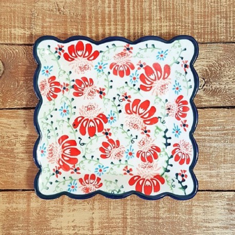 ポーリッシュポタリー BOLESLAWIEC スクエアプレート 16cm GU1610-DU211