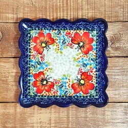 ポーリッシュポタリー BOLESLAWIEC スクエアプレート 16cm GU1610-ART296