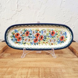 ポーリッシュポタリー BOLESLAWIEC オーバルロングプレート28.5cm GU928-EX341