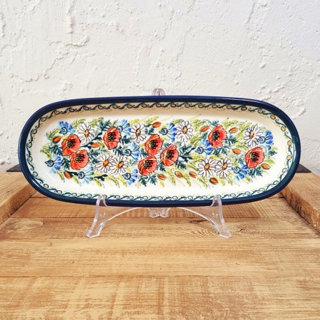 ポーリッシュポタリー BOLESLAWIEC オーバルロングプレート28.5cm GU928-EX341