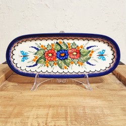 ポーリッシュポタリー BOLESLAWIEC オーバルロングプレート28.5cm GU928-ART149