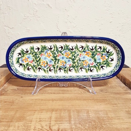 ポーリッシュポタリー BOLESLAWIEC オーバルロングプレート28.5cm GU928-DU182